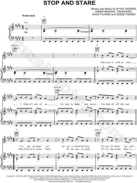 stop and stare chords